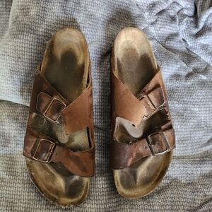 Birkenstock Arizona sandals in brown oiled leather